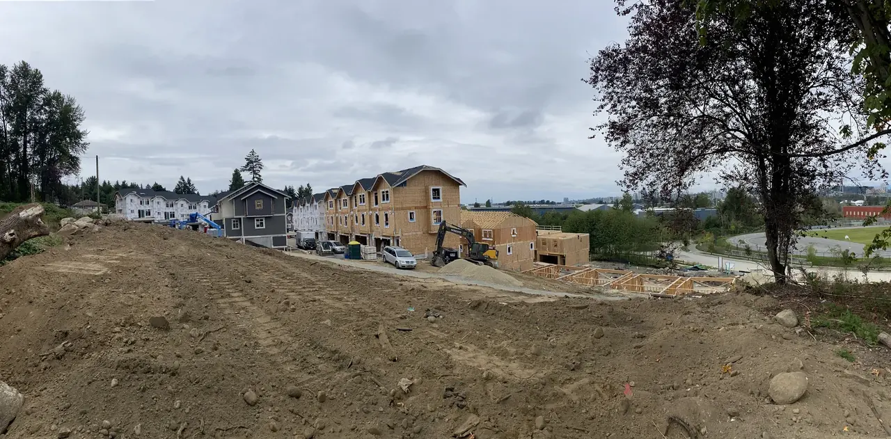 Residential development under construction across a large site.